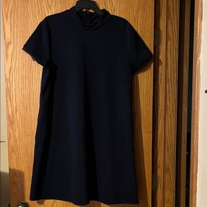 Classic Navy Short-Sleeve A-Line Dress
